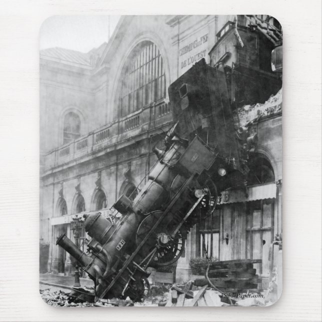 Train Wreck at Montparnasse 1895 Mouse Mat (Front)