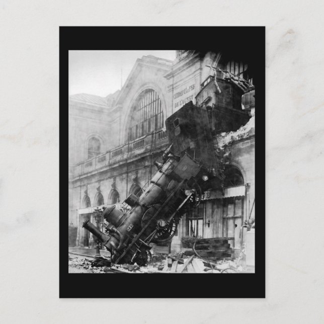 Train Wreck at Montparnasse, railroad disaster Postcard (Front)
