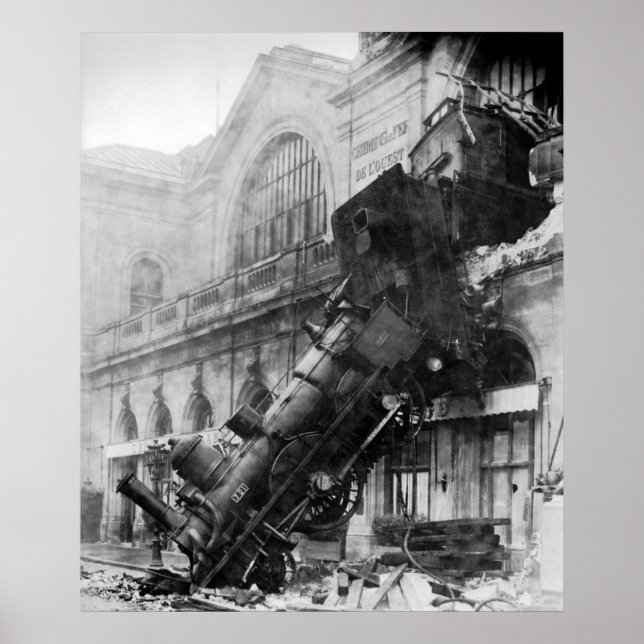 Train Wreck at Montparnasse Station in Paris 1895 Poster (Front)