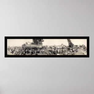 Train Wreck Illinois Photo 1909 Poster
