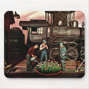Train Yard Flower Garden by Stevan Dohanos Mouse Mat