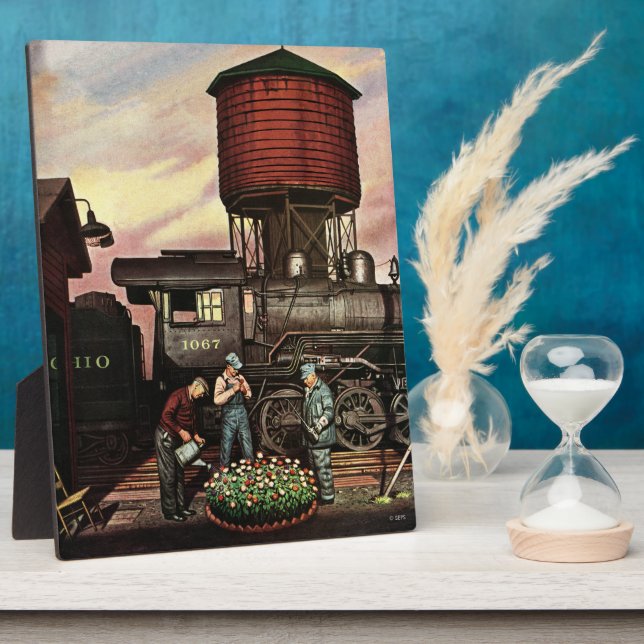 Train Yard Flower Garden by Stevan Dohanos Plaque (Side)