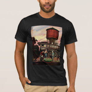 Train Yard Flower Garden by Stevan Dohanos T-Shirt