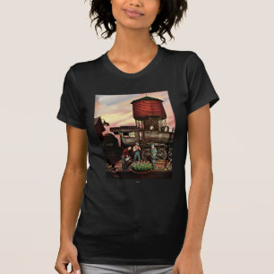 Train Yard Flower Garden by Stevan Dohanos T-Shirt