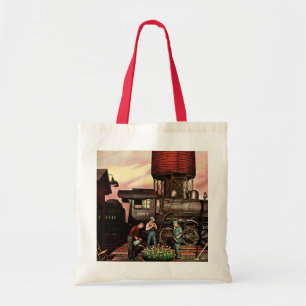 Train Yard Flower Garden by Stevan Dohanos Tote Bag