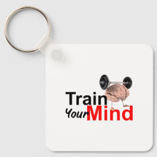 Train Your Mind Motivational Brain Workout Design Key Ring