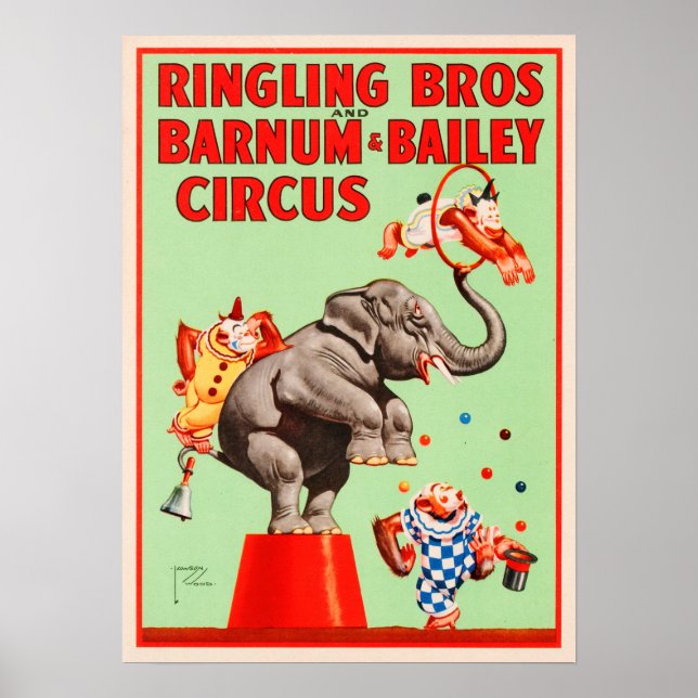 TRAINED ANIMALS Ringling Bros Barnum Bailey Circus Poster (Front)