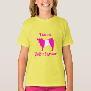 Trainee Beltie Farmer Pink Belted Galloway Cows T-Shirt