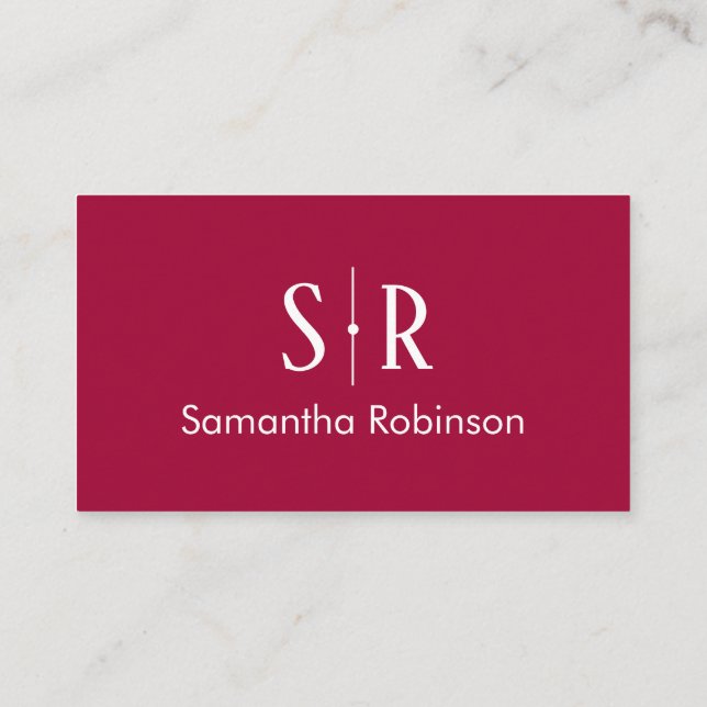 Trainer Monogram &Photo Professional Red Violet Business Card (Back)