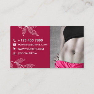 Trainer Photo & Monogram Modern Red Violet Busines Business Card