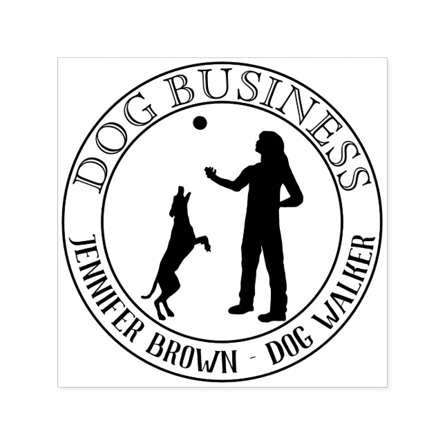 Trainer Walker Playing with Dog Self-inking Stamp (Design)