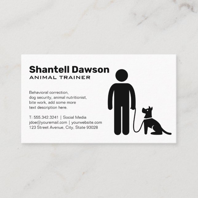 Trainer with Dog on Leash Business Card (Front)