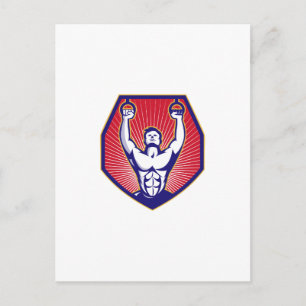 Training Athlete Rings Retro Postcard