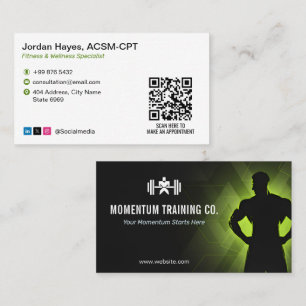 Training Fitness Coach   Black White Barcode Business Card