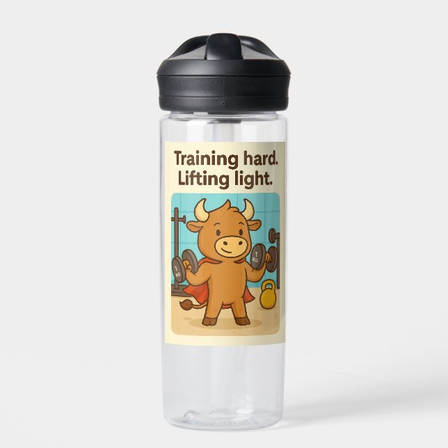 Training Hard. Lifting Light. – Bullio’s Mighty Si Water Bottle (Front)