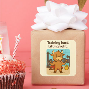 Training Hard, Lifting Light – Funny Bullio Gym  Square Sticker