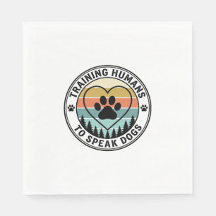 Training Humans to Speak Dogs Vintage Paw Badge_1 Napkin