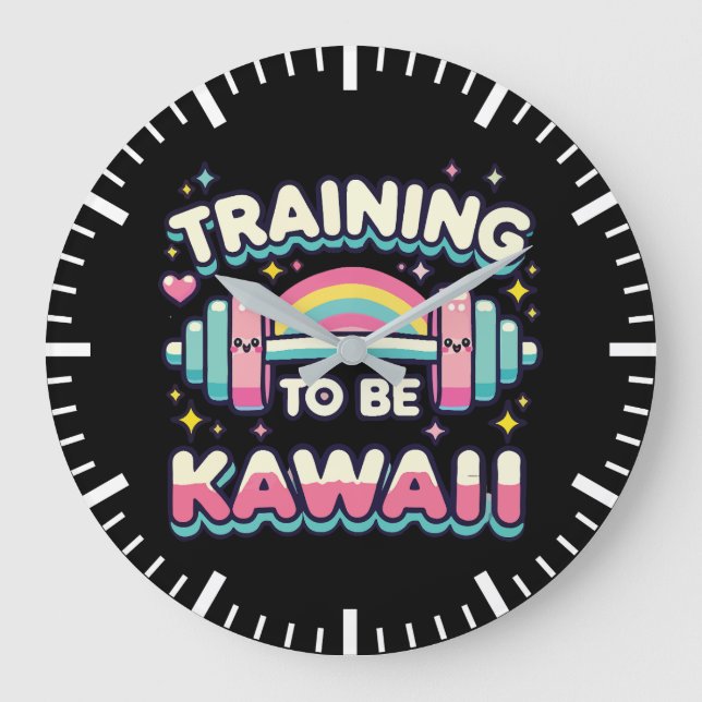 Training to Be Kawaii - Cute Funny Anime Workout Large Clock (Front)