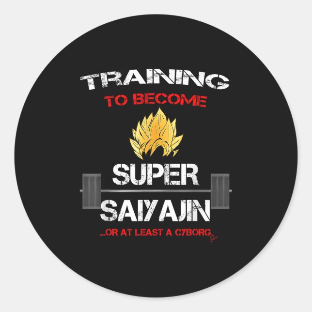 Training To Become A Super Saiyajin - Fun Fitness  Classic Round Sticker (Front)