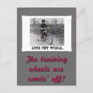 Training Wheels Funny Retro Graduation Announcement Postcard