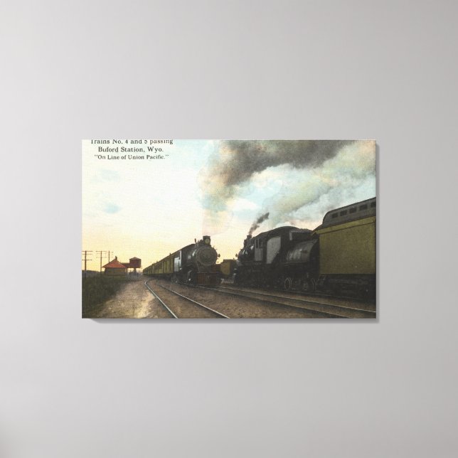Trains #4 and #5 Passing Canvas Print (Front)