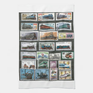Trains 4 tea towel