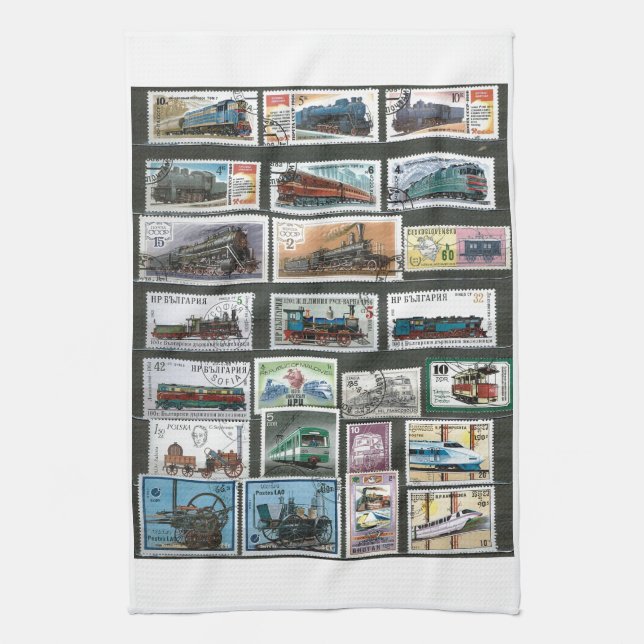 Trains 4 tea towel (Vertical)