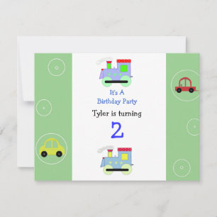 Trains and Cars Birthday Invitation