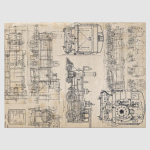 Trains and Locomotives Tissue Paper