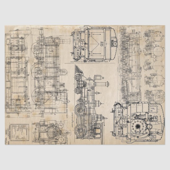 Trains and Locomotives Tissue Paper (Front)