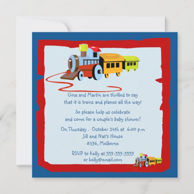 Trains and Planes..... Baby Shower Invitations (Front)