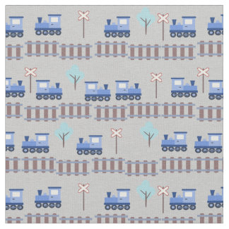 Trains and Railway in Rows Fabric