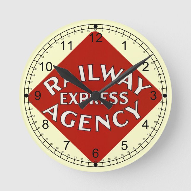 Trains Can Send Your Bags ahead by Railway Express Round Clock (Front)