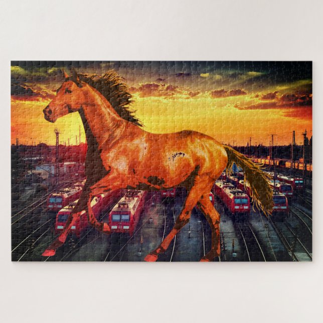 Trains Horse Animals Jigsaw Puzzle (Horizontal)