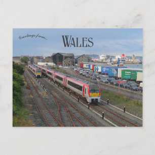 Trains in Holyhead Wales Postcard