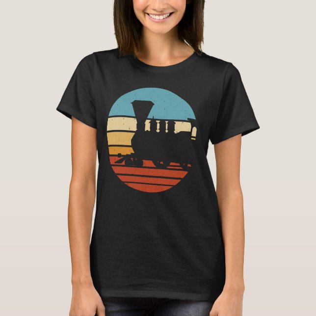 Trains Locomotive Vintage Sunset Train 1 T-Shirt (Front)