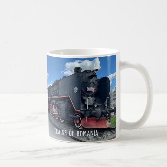 Trains of Romania. Diesel & Steam Train on a Coffee Mug (Right)