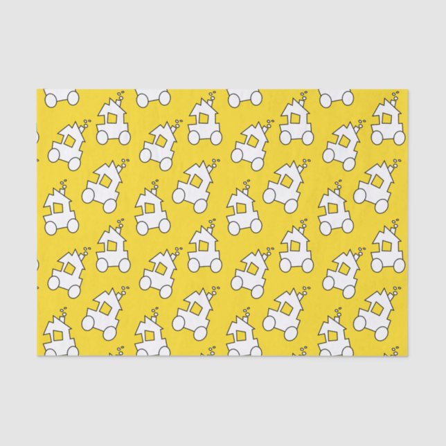 Trains on Yellow Tissue Paper (Front)