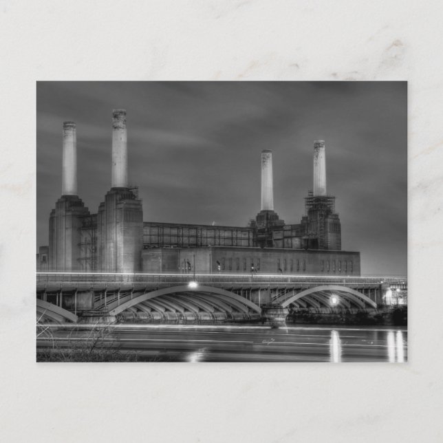Trains pass Battersea Power Station, London Postcard (Front)