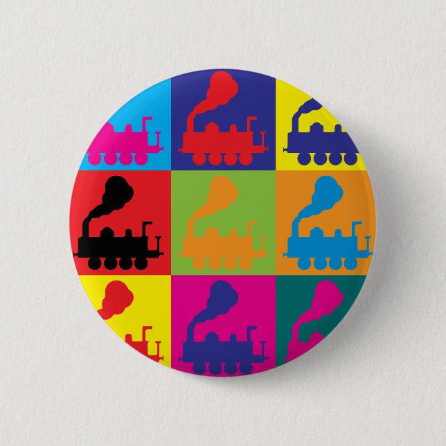 Trains Pop Art 6 Cm Round Badge (Front)