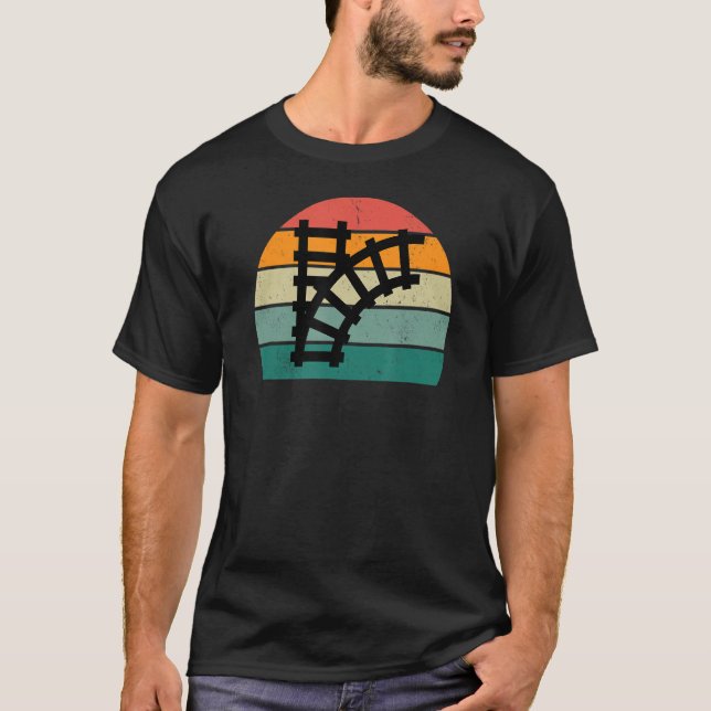 Trains railway locomotive conductor rail track sta T-Shirt (Front)