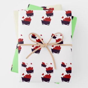 Trains with Hearts Wrapping Paper Sheet