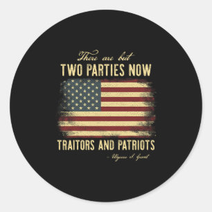 Traitors And Patriots Trump Republican Conservativ Classic Round Sticker