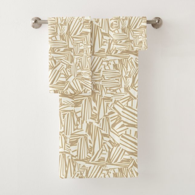 Traits light brown or beige and white bath towel set (Insitu)