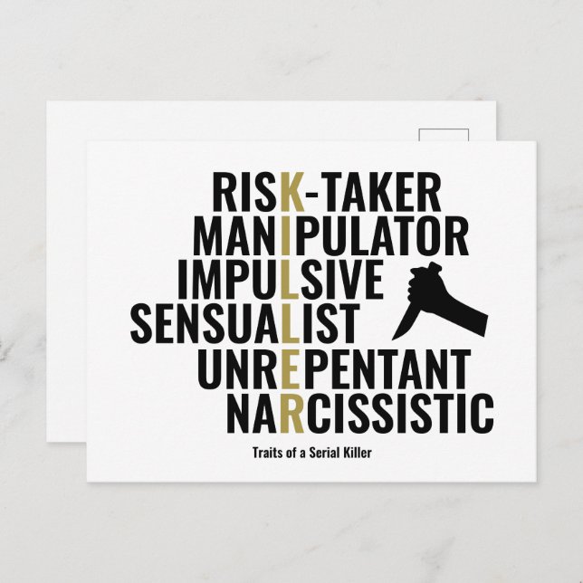 Traits of a Serial Killer Postcard (Front/Back)