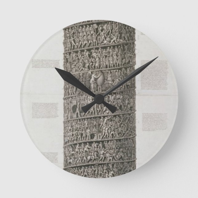 Trajan's Column (engraving) Round Clock (Front)