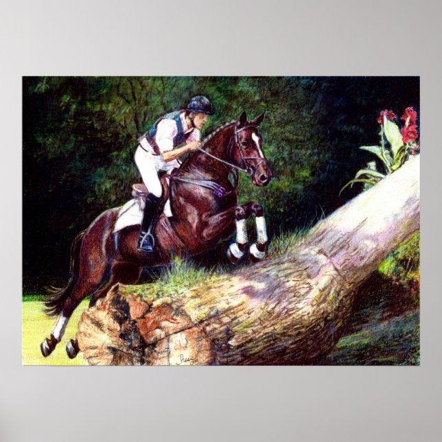 Trakehner Eventing Cross Country Horse Portrait Poster (Front)