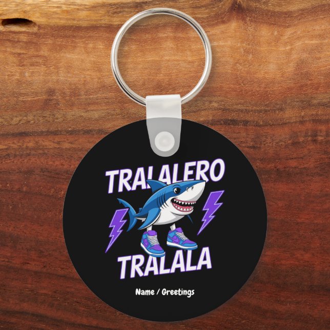 Tralalero Tralala Bootleg Funny Shark Meme Graphic Key Ring (Front)