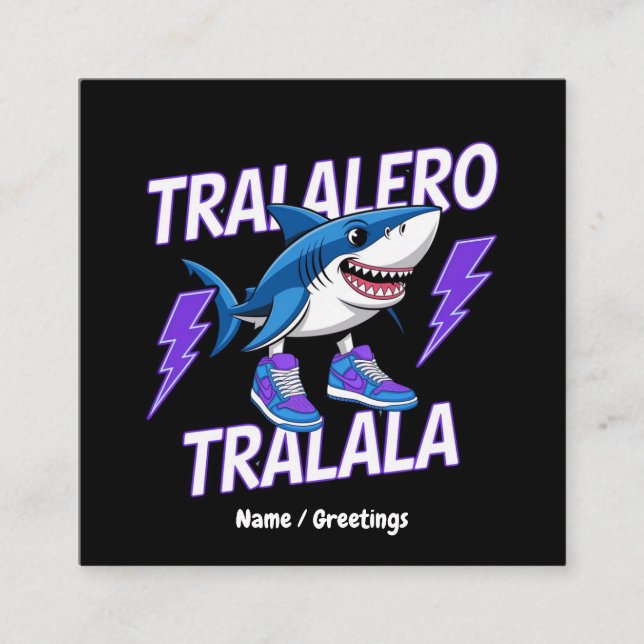 Tralalero Tralala Bootleg Funny Shark Meme Graphic Square Business Card (Front)