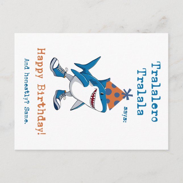 Tralalero Tralala Cartoon Shark Funny Birthday Holiday Postcard (Front)